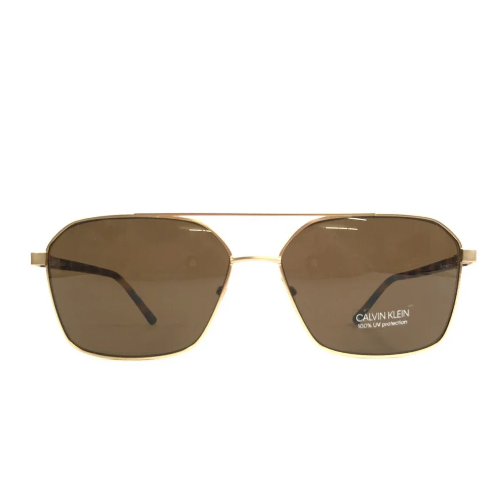 Calvin Klein Sunglasses CK20300S 717 Gold Tortoise Frames with Dark Brown Lenses